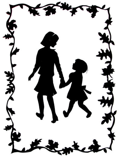 Two Girls on an Autumn Stroll Two Girls on an Autumn Stroll - Silhouette