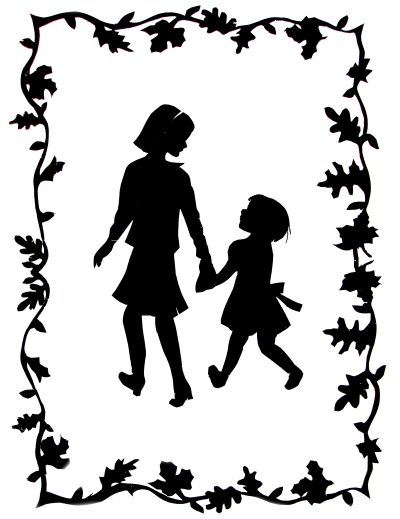 Two Girls on an Autumn Stroll - Silhouette