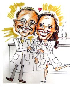 Science Couple - Caricatures