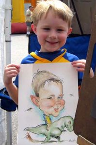 Boy with Dinosaur Caricature