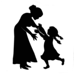 Child Running to Mother - Silhouette